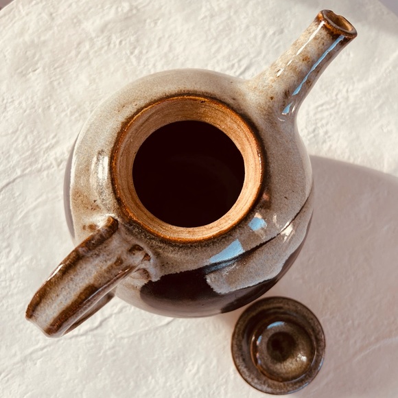 VINTAGE HANDMADE SIGNED STUDIO POTTERY TEAPOT‎ GORGEOUS BROWN/GREY GLAZE EUC - Picture 9 of 11